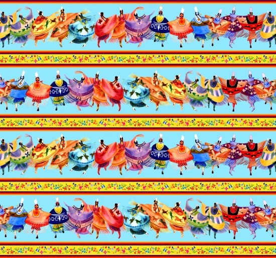 Border Stripe Blue - Shawl Dancers Collection by Daniel Ramirez